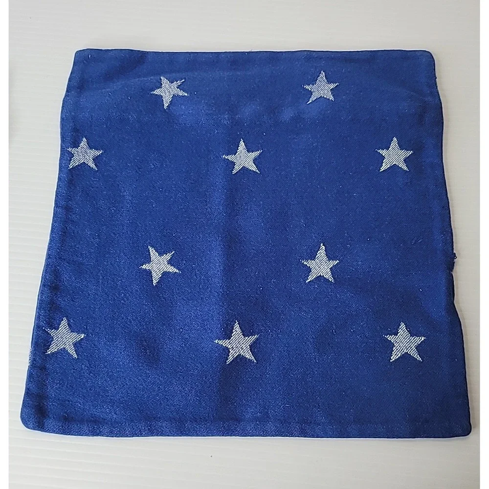 2 Crate & Barrel Star Throw Pillow Covers 12x12 Blue White Patriotic Old Stock